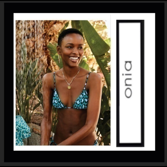 DVF Onia teal leopard print bikini top NWT - Picture 2 of 10
